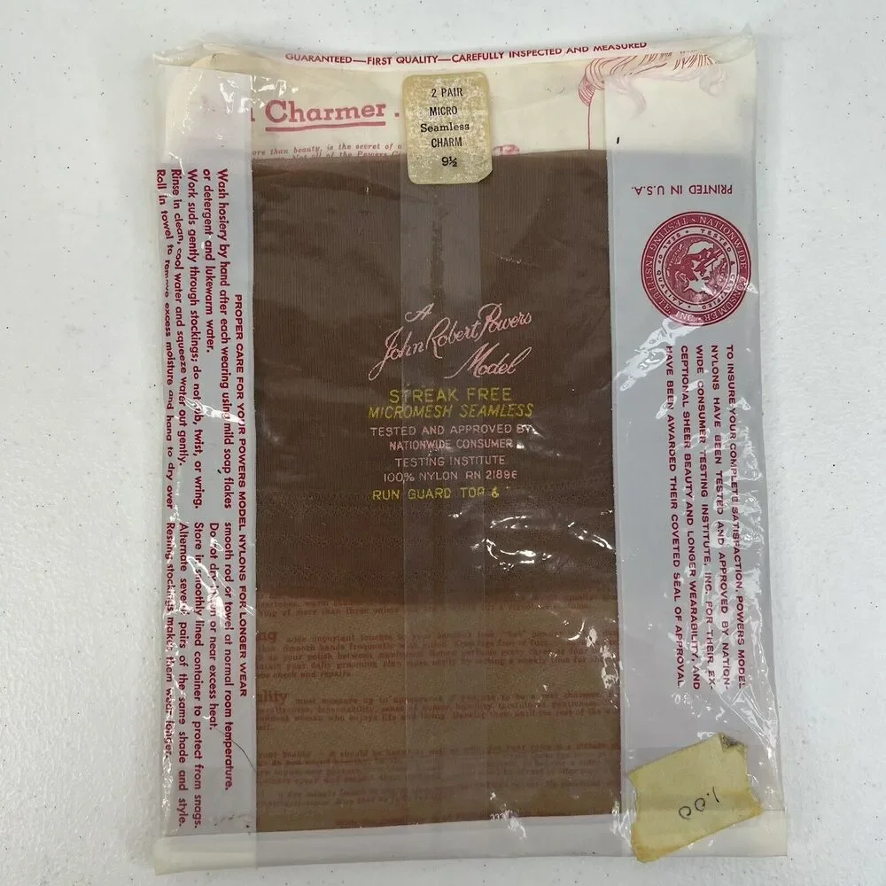 Vintage Size 9.5 Hosiery Stockings‎ Pantyhose Seamless Nylons 2 Pair Micro Charm